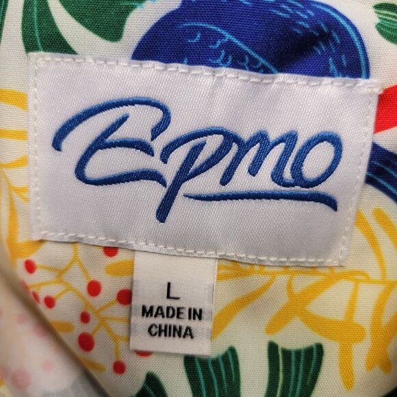 EPMO Hawaiian Men Tropical Short Sleeve Shirt Toucan & Leaf Print Size Large - Picture 7 of 10